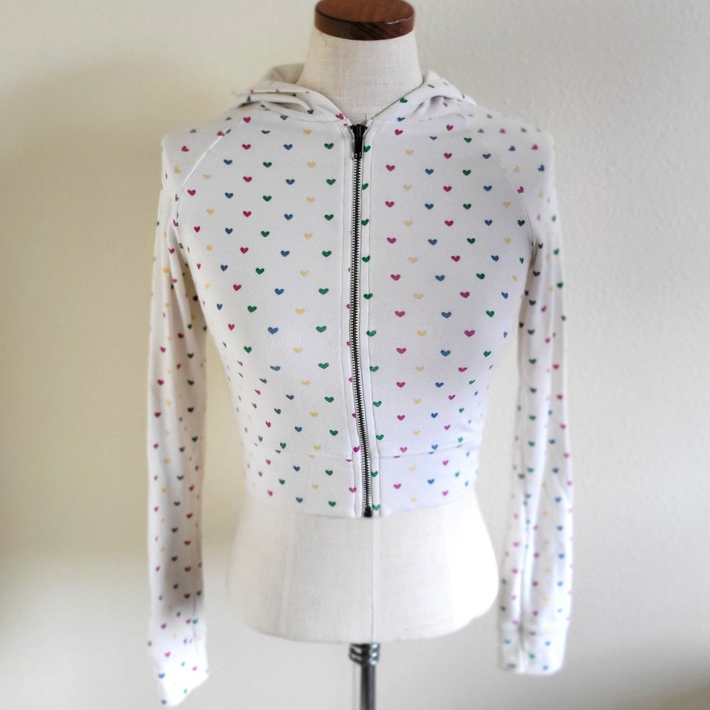 Cropped Longsleeve Hoodie w multicolor Hearts <3